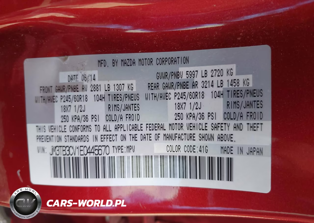 2014 Mazda Cx-9 Touring VIN:JM3TB3CV1E0445670 - 9