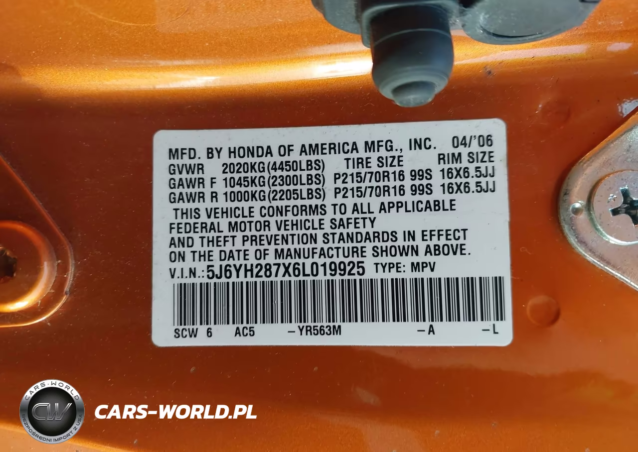 2006 Honda Element Ex-P VIN:5J6YH287X6L019925 - 9