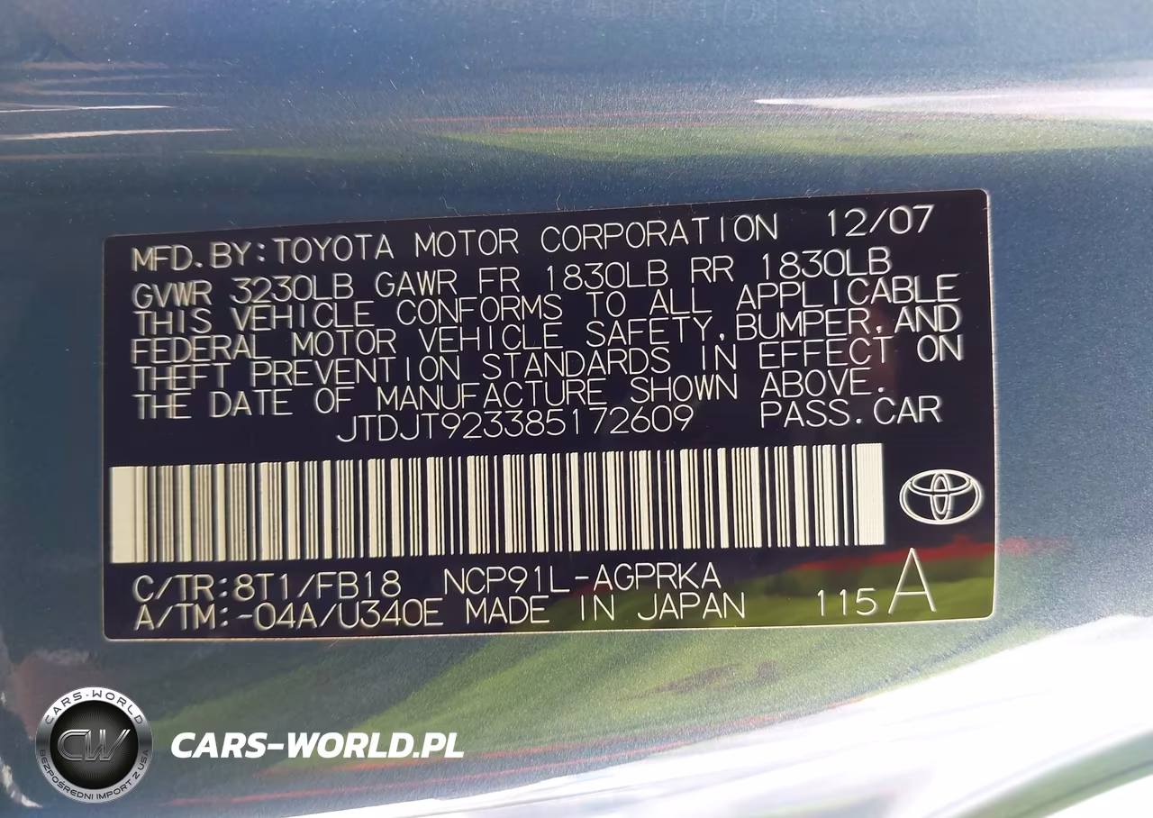 2008 Toyota Yaris VIN:JTDJT923385172609 - 9