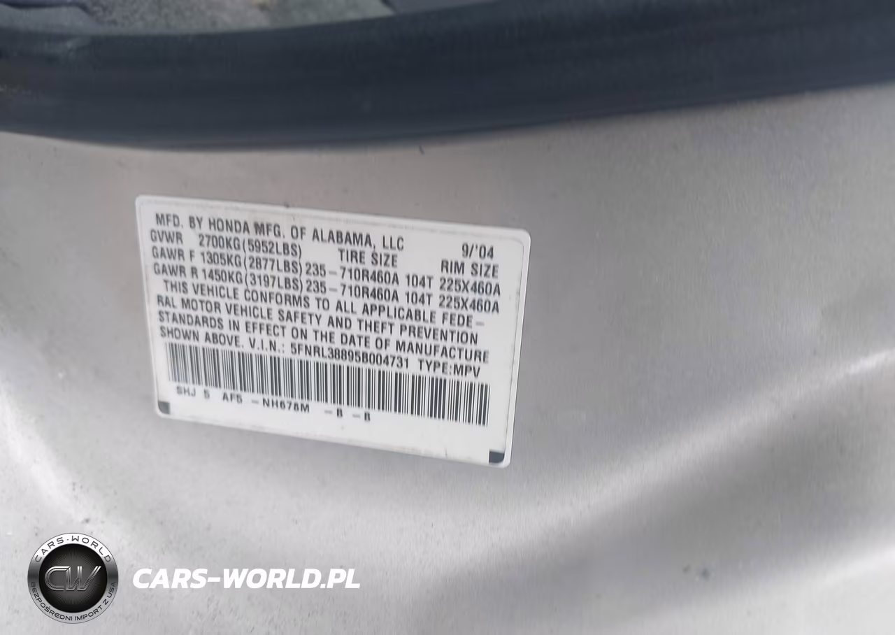 2005 Honda Odyssey Touring VIN:5FNRL38895B004731 - 9