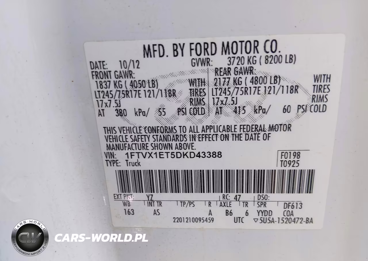 2013 Ford F-150 Xl W-Hd Payload Pkg VIN:1FTVX1ET5DKD43388 - 9