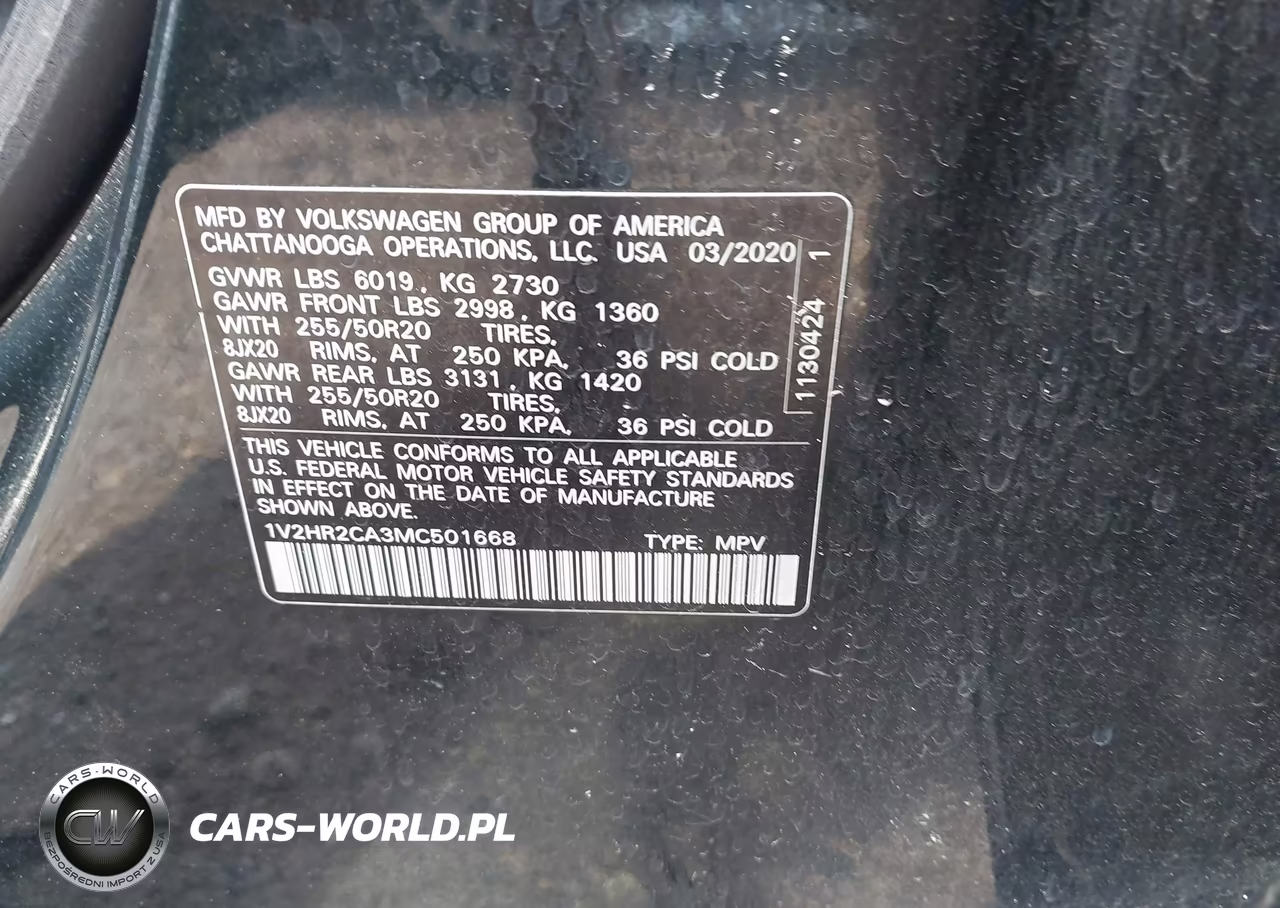 2021 Volkswagen Atlas 3.6L V6 Se W-Technology VIN:1V2HR2CA3MC501668 - 9