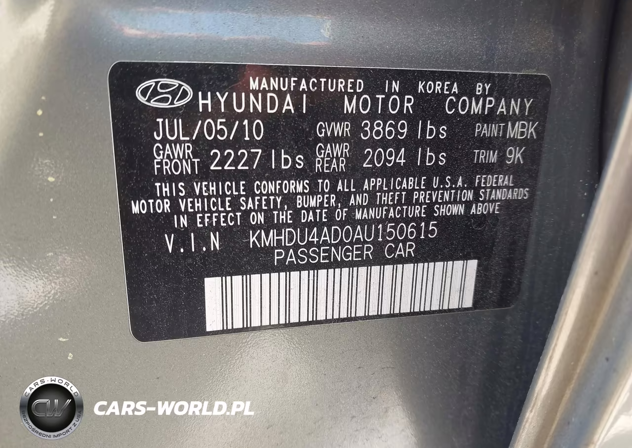 2010 Hyundai Elantra Gls VIN:KMHDU4AD0AU150615 - 9