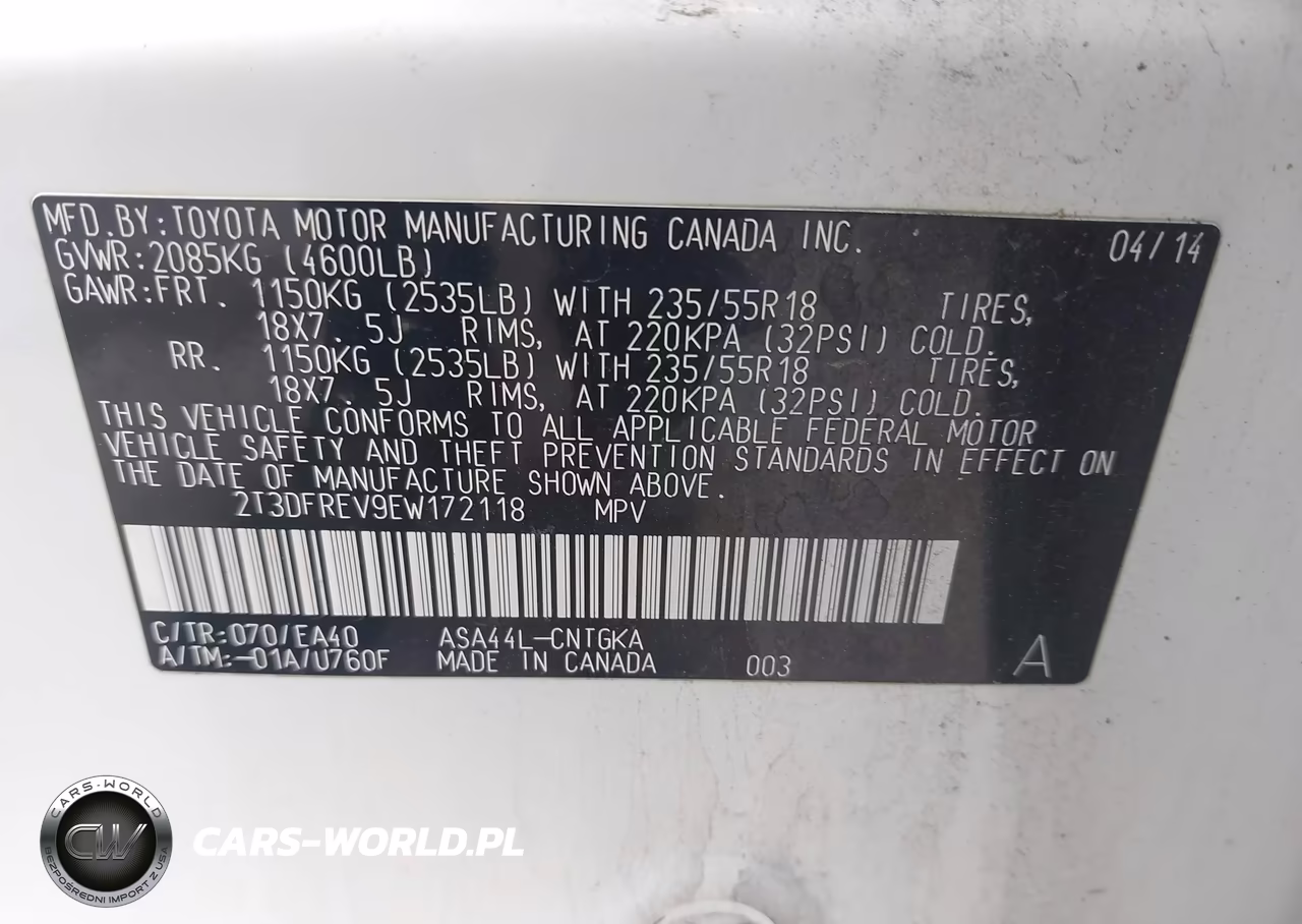 2014 Toyota Rav4 Limited VIN:2T3DFREV9EW172118 - 9