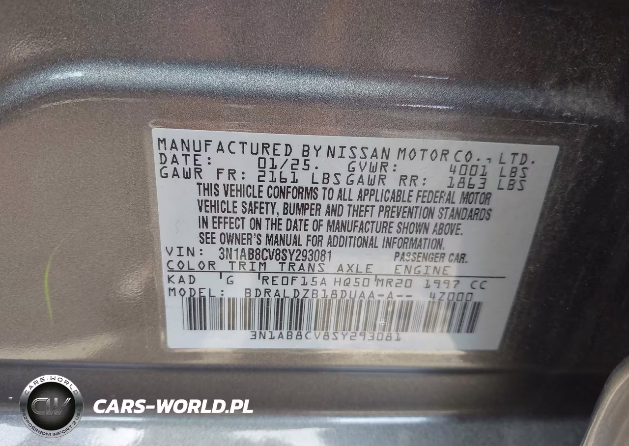 2025 Nissan Sentra Sv VIN:3N1AB8CV8SY293081 - 9