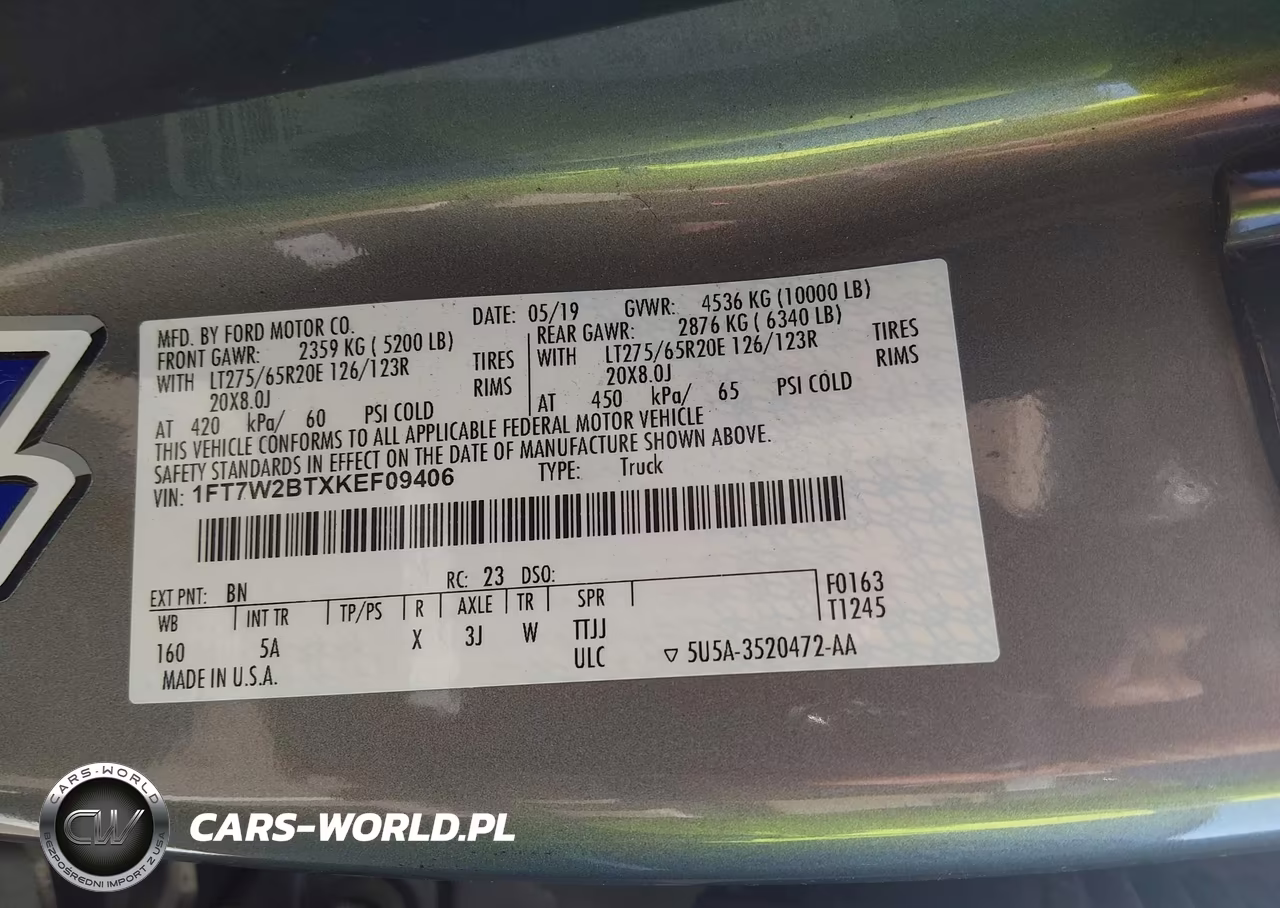2019 Ford F-250 Lariat VIN:1FT7W2BTXKEF09406 - 9