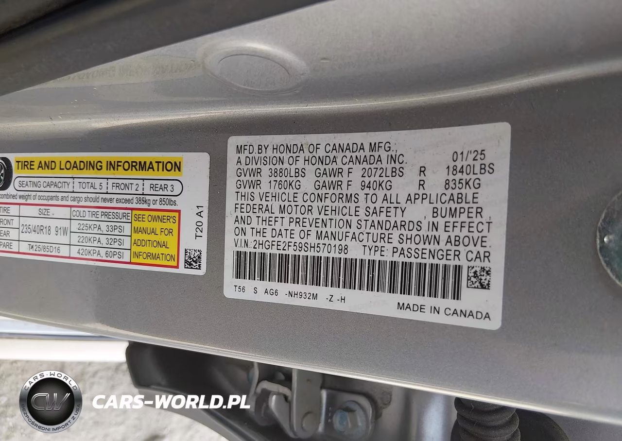 2025 Honda Civic Sport VIN:2HGFE2F59SH570198 - 9