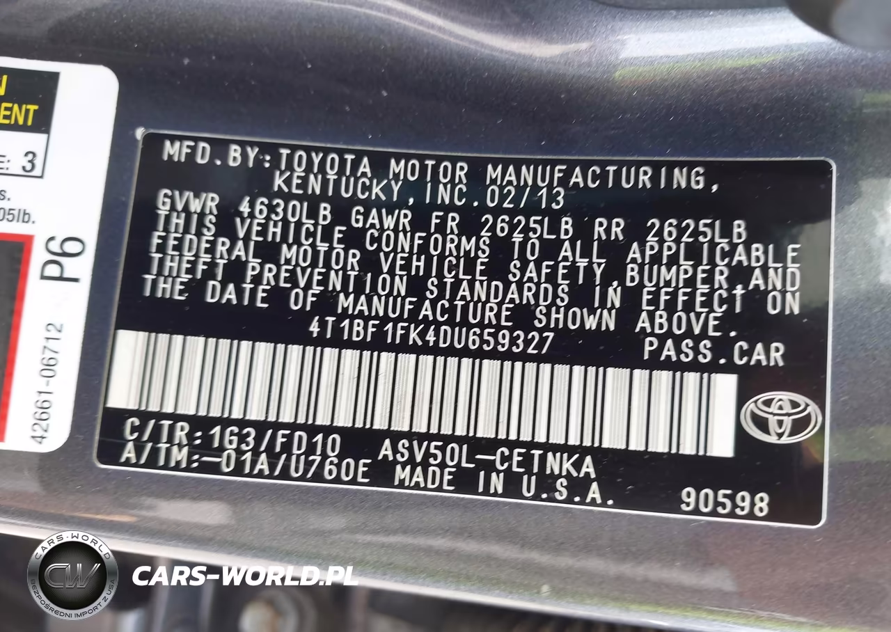 2013 Toyota Camry Le VIN:4T1BF1FK4DU659327 - 9