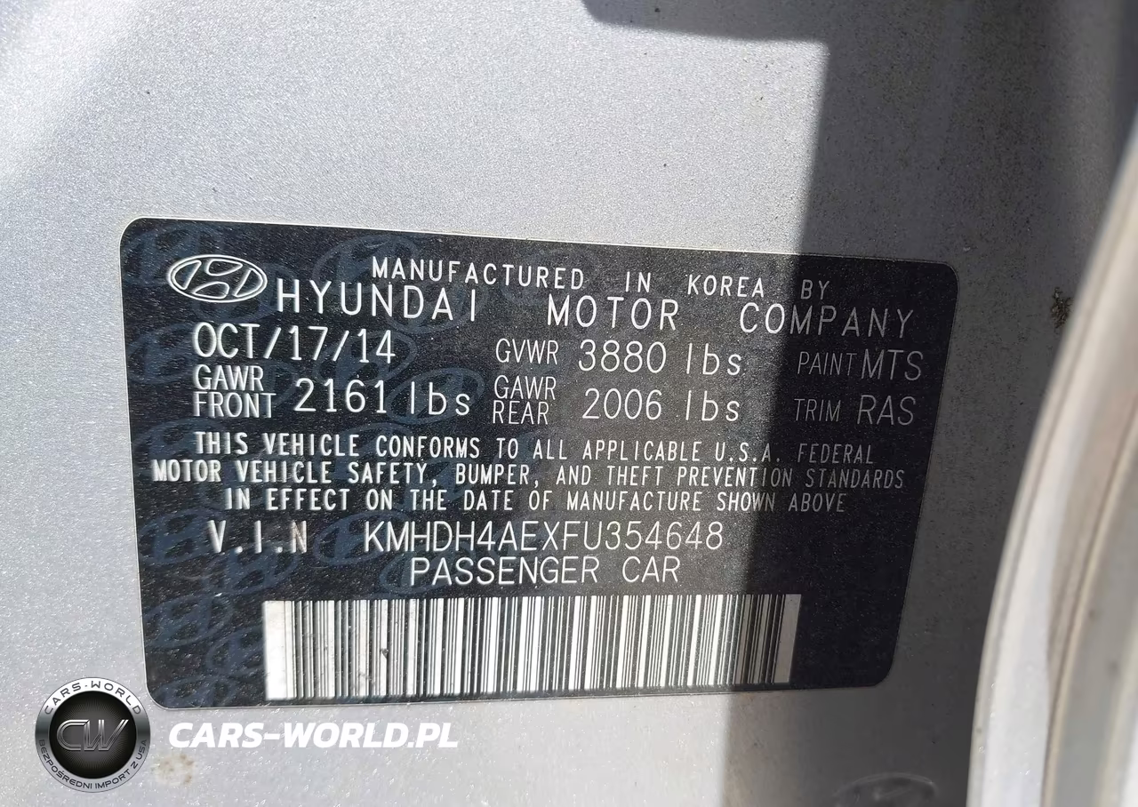 2015 Hyundai Elantra Se VIN:KMHDH4AEXFU354648 - 9