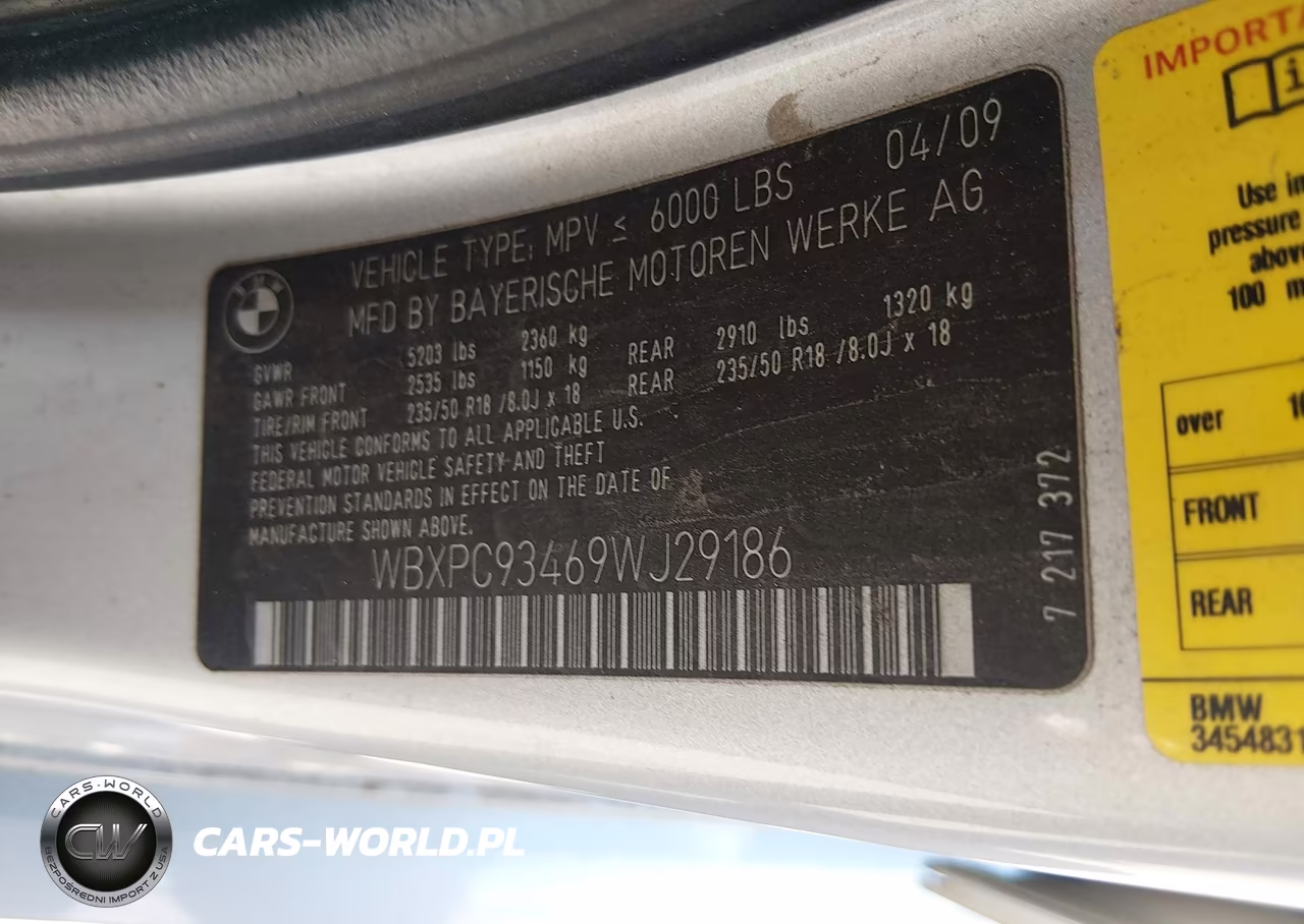 2009 BMW X3 xDrive30I VIN:WBXPC93469WJ29186 - 9