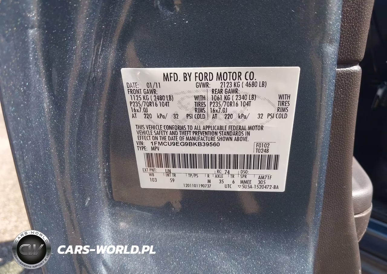 2011 Ford Escape Limited VIN:1FMCU9EG9BKB39560 - 9