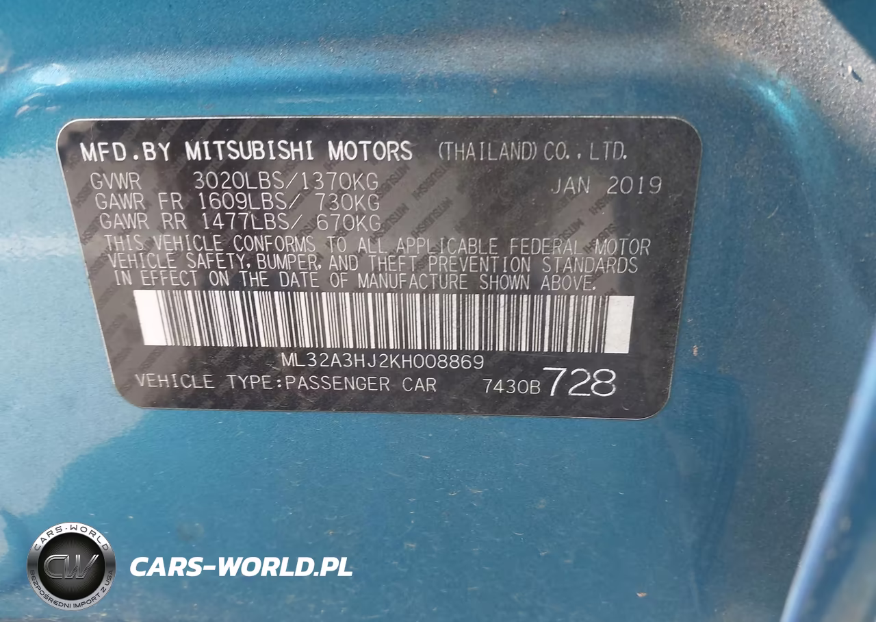 2019 Mitsubishi Mirage Rf VIN:ML32A3HJ2KH008869 - 9
