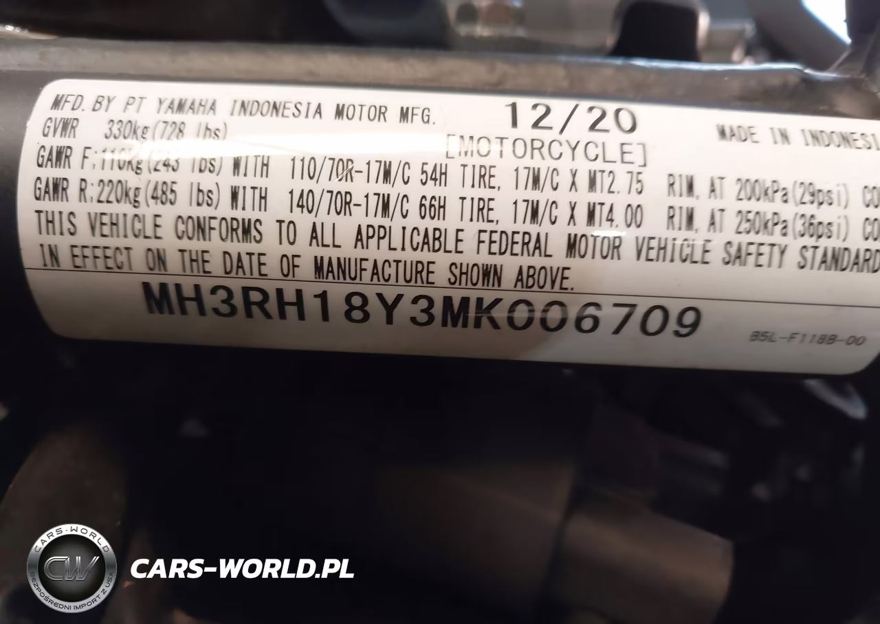 2021 Yamaha Yzfr3 A VIN:MH3RH18Y3MK006709 - 10