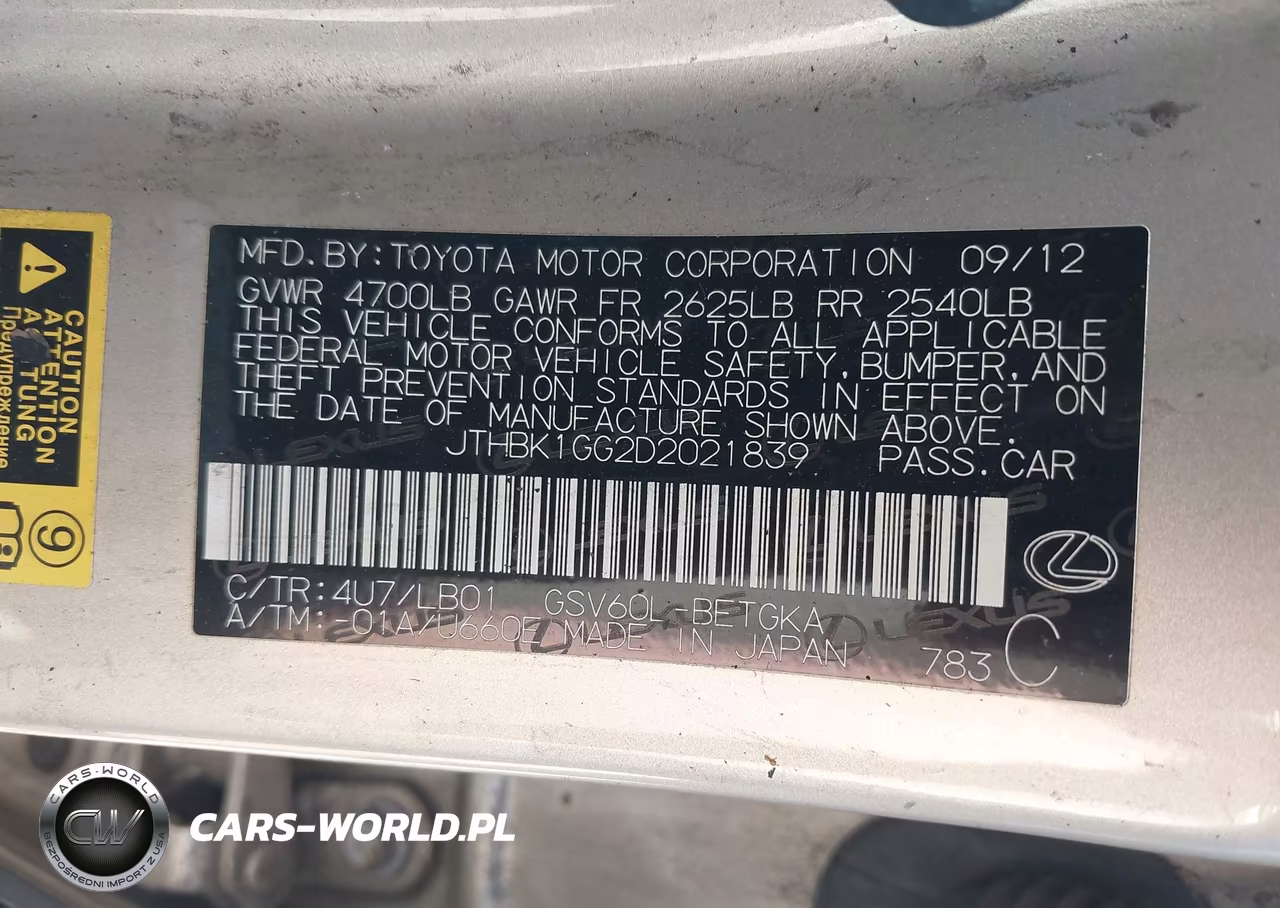 2013 Lexus Es 350 VIN:JTHBK1GG2D2021839 - 9
