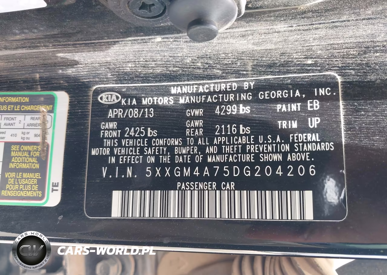 2013 Kia Optima Lx VIN:5XXGM4A75DG204206 - 9