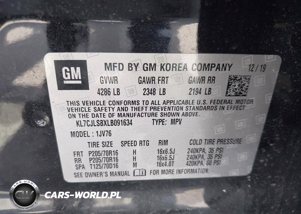2020 Chevrolet Trax Fwd Lt VIN:KL7CJLSBXLB091634 - 9
