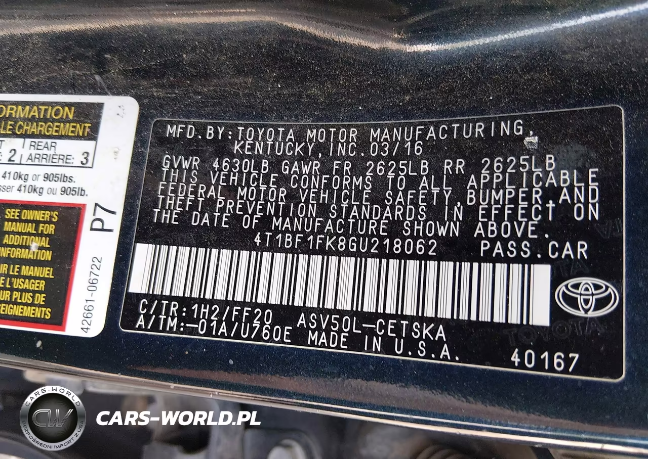 2016 Toyota Camry Se VIN:4T1BF1FK8GU218062 - 9