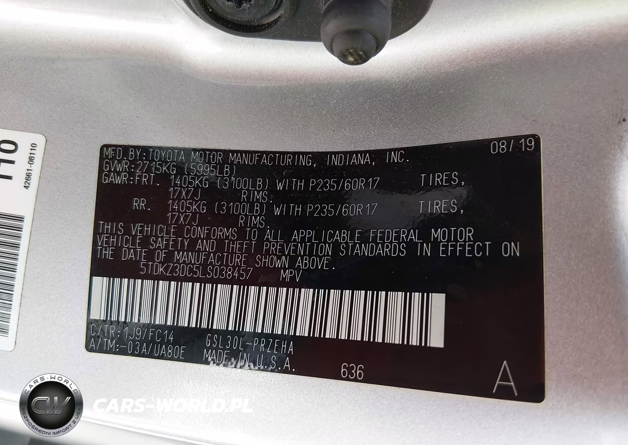 2020 Toyota Sienna Le VIN:5TDKZ3DC5LS038457 - 9