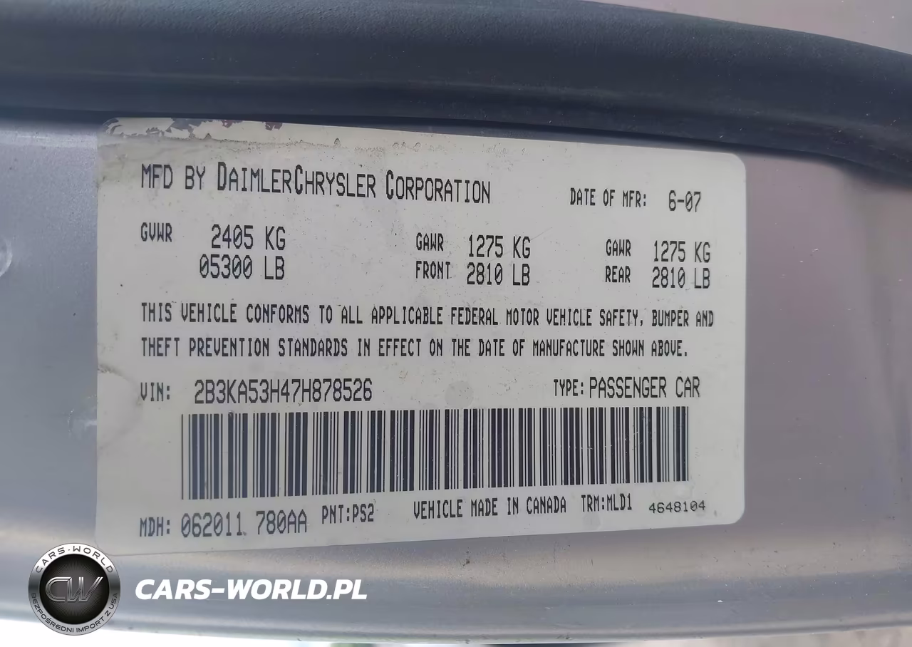2007 Dodge Charger Rt VIN:2B3KA53H47H878526 - 9
