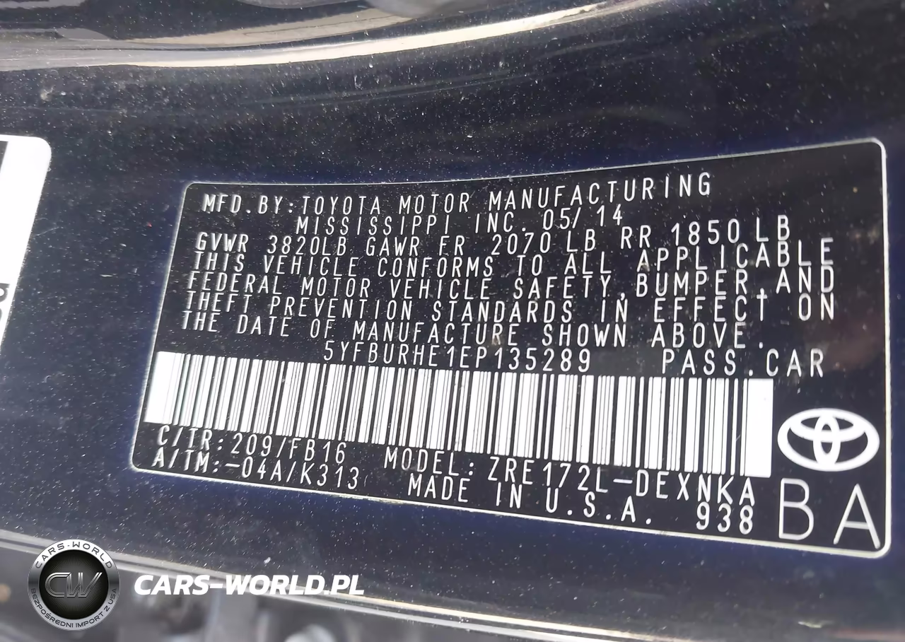 2014 Toyota Corolla Le VIN:5YFBURHE1EP135289 - 9
