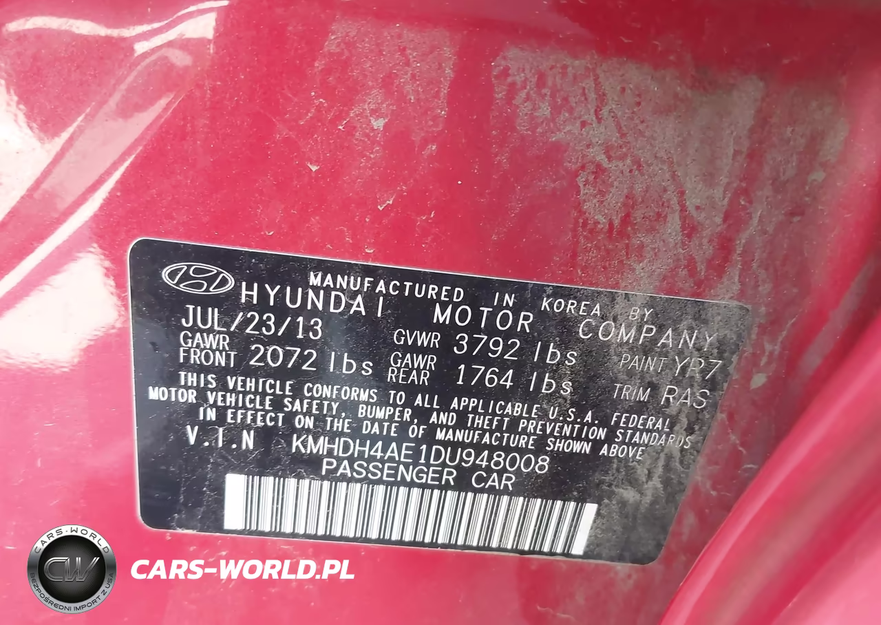 2013 Hyundai Elantra Gls VIN:KMHDH4AE1DU948008 - 9