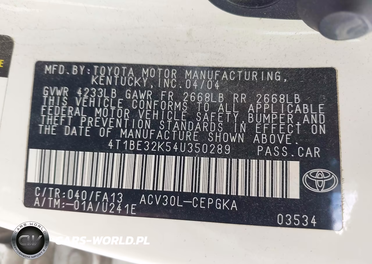 2004 Toyota Camry Xle VIN:4T1BE32K54U350289 - 9