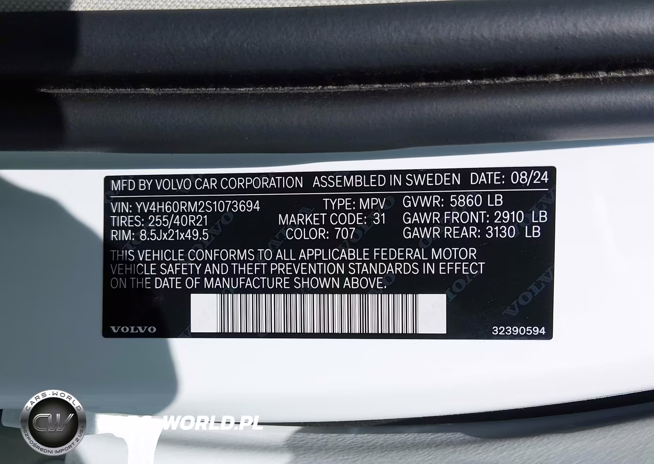 2025 Volvo Xc60 Plug-In Hybrid Ultra, T8 Awd Electric-Gasoline, Dark VIN:YV4H60RM2S1073694 - 9