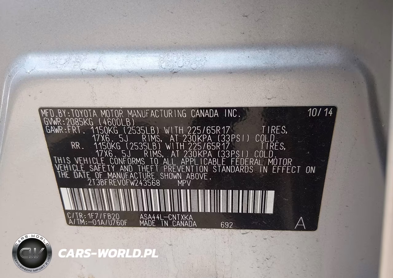 2015 Toyota Rav4 Le VIN:2T3BFREV0FW243568 - 9