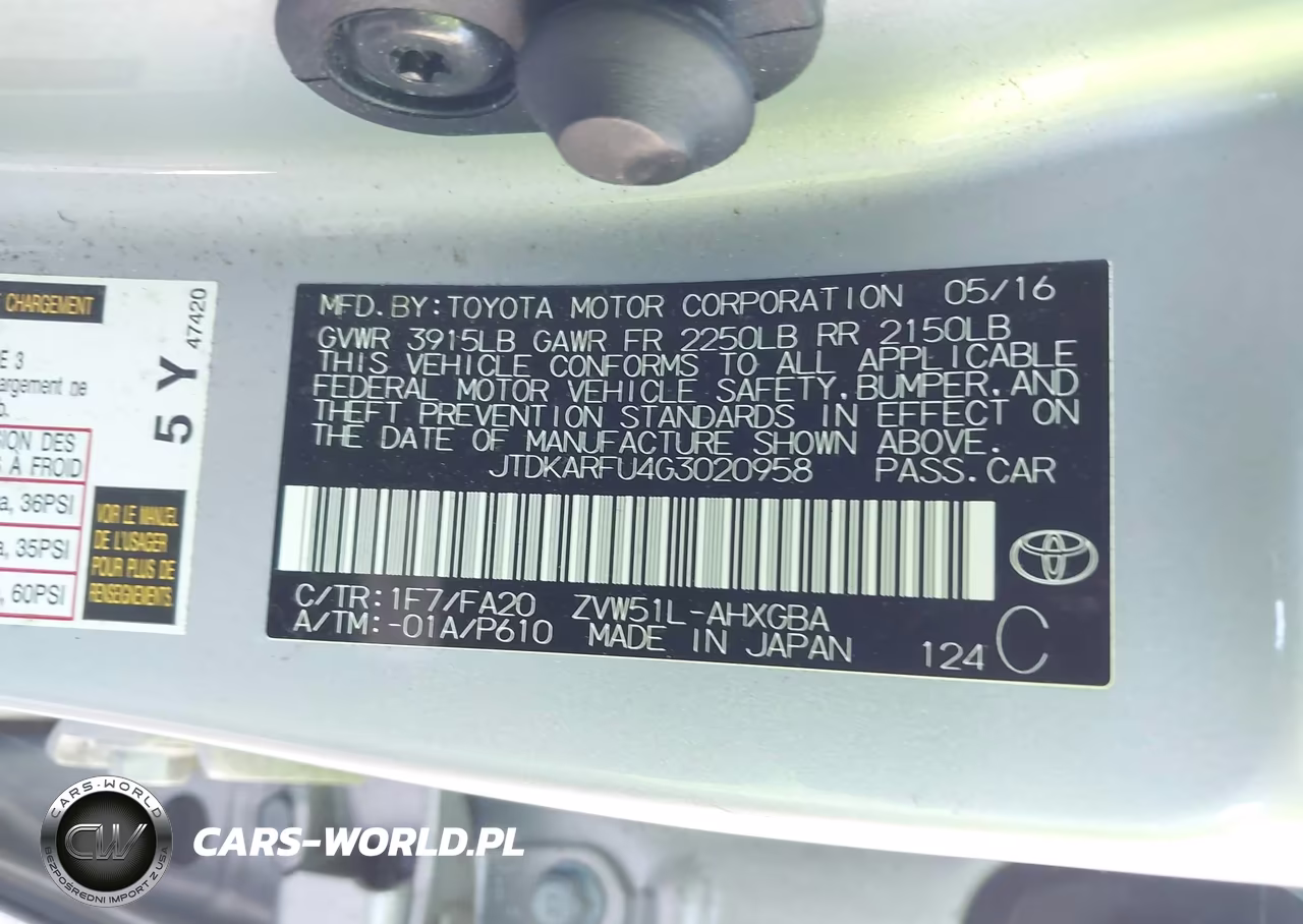 2016 Toyota Prius Three VIN:JTDKARFU4G3020958 - 9