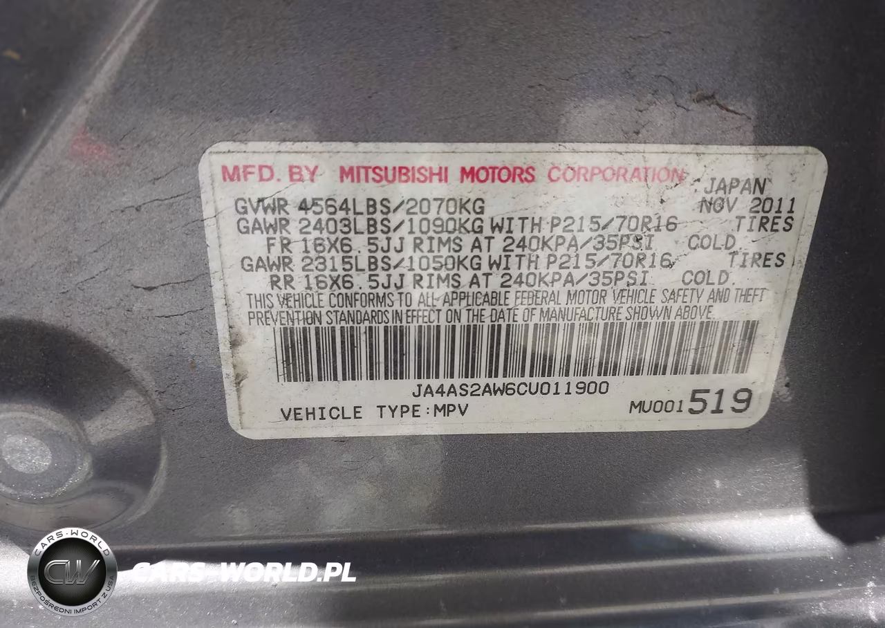 2012 Mitsubishi Outlander Es VIN:JA4AS2AW6CU011900 - 9