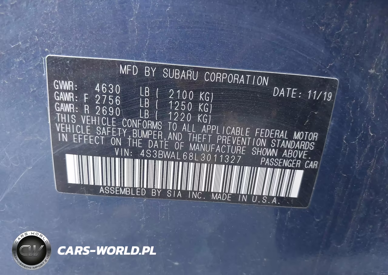 2020 Subaru Legacy Limited VIN:4S3BWAL68L3011327 - 9