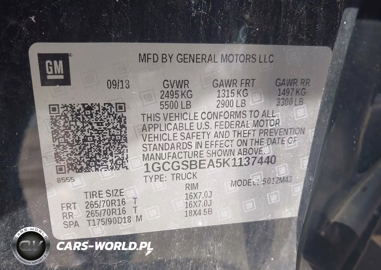 2019 Chevrolet Colorado Wt VIN:1GCGSBEA5K1137440 - 9