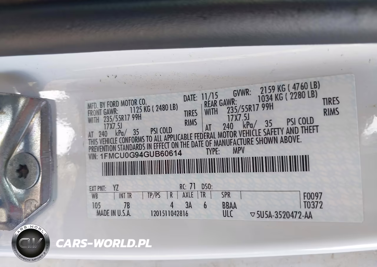 2016 Ford Escape Se VIN:1FMCU0G94GUB60614 - 9