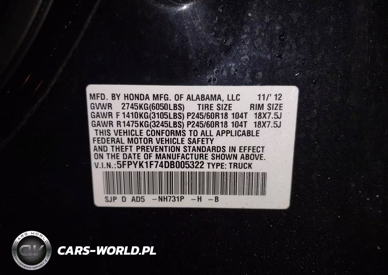 2013 Honda Ridgeline Sport VIN:5FPYK1F74DB005322 - 9