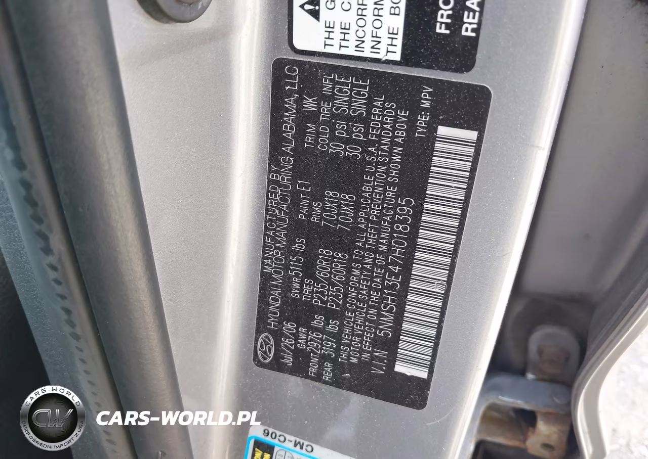 2007 Hyundai Santa Fe Limited-Se VIN:5NMSH13E47H018395 - 9