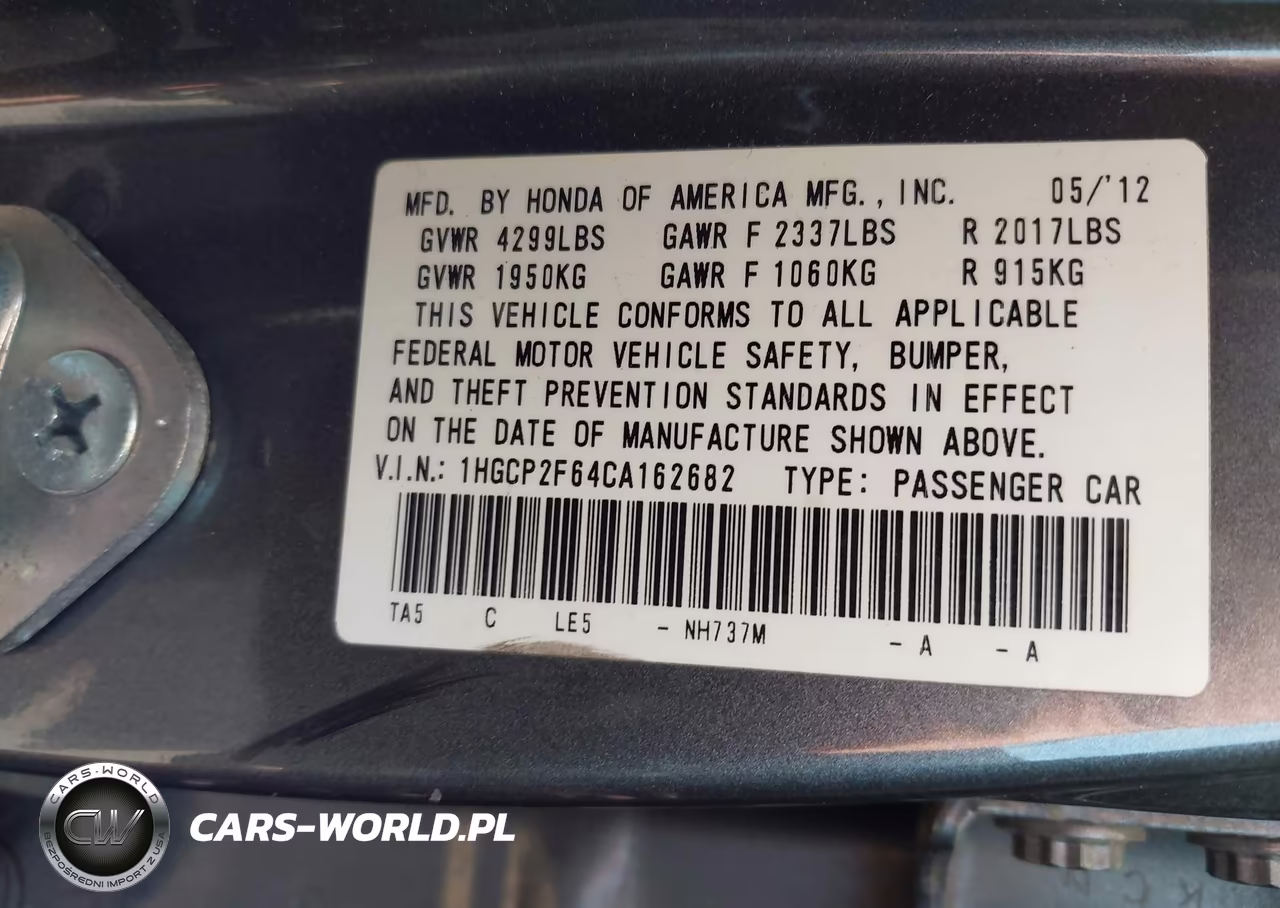 2012 Honda Accord 2.4 Se VIN:1HGCP2F64CA162682 - 9