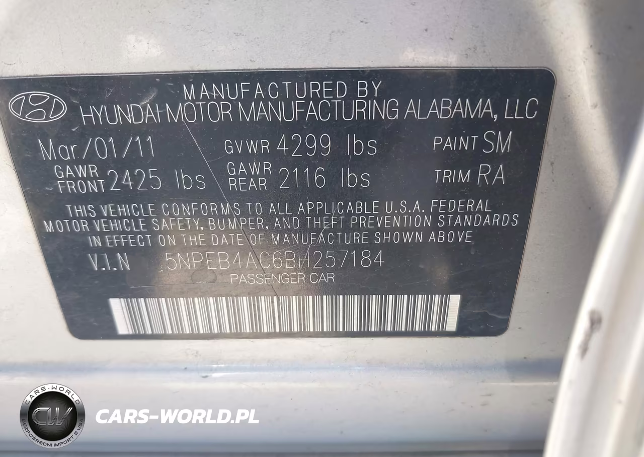 2011 Hyundai Sonata Gls VIN:5NPEB4AC6BH257184 - 9