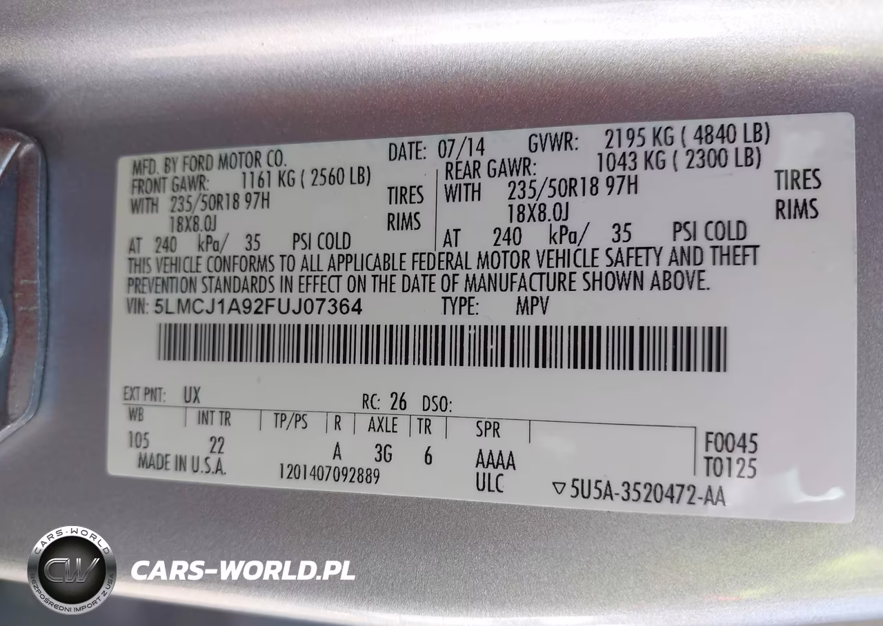2015 Lincoln Mkc VIN:5LMCJ1A92FUJ07364 - 9