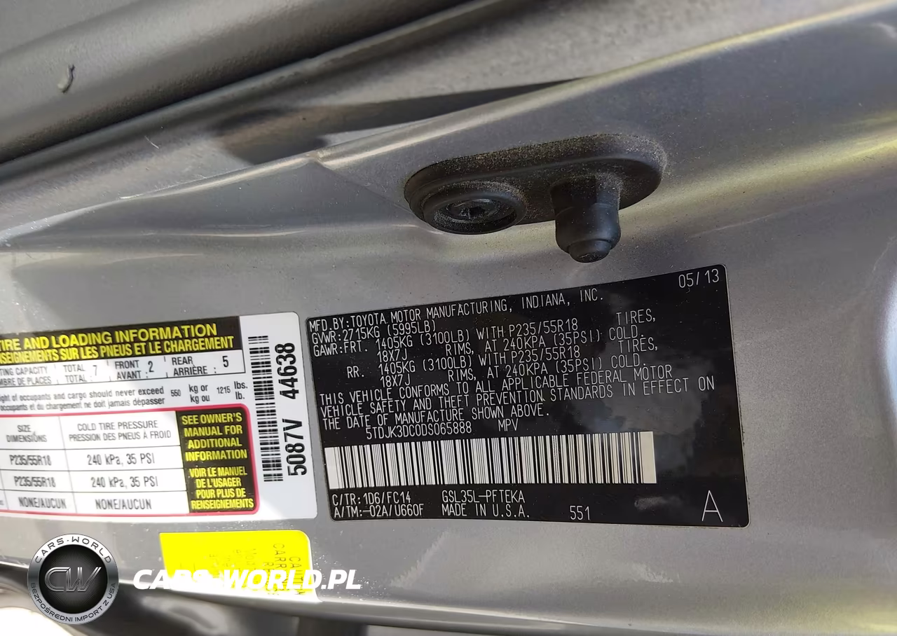 2013 Toyota Sienna Le 7 Passenger VIN:5TDJK3DC0DS065888 - 9