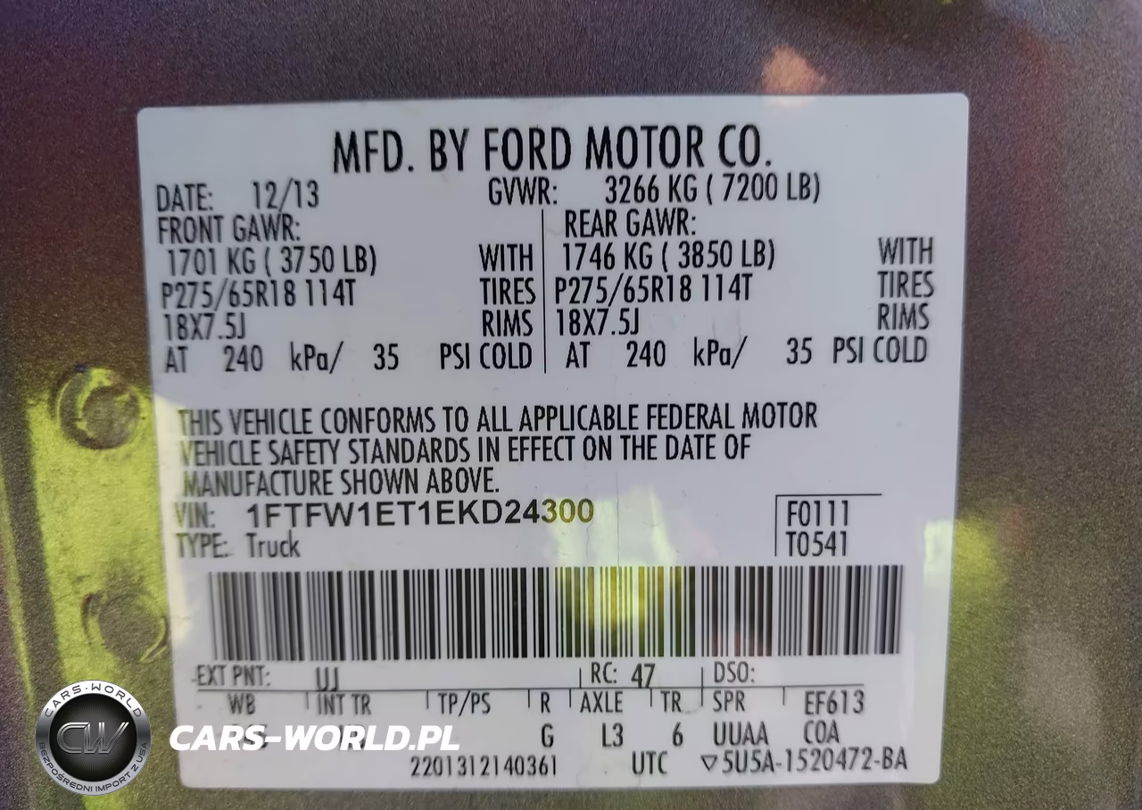 2014 Ford F-150 Lariat VIN:1FTFW1ET1EKD24300 - 9