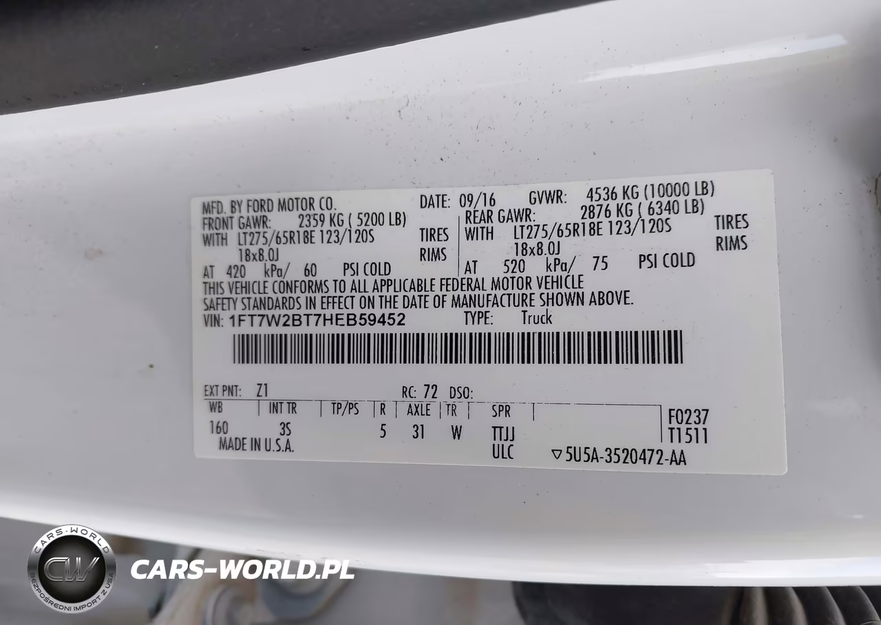 2017 Ford F-250 Xlt VIN:1FT7W2BT7HEB59452 - 9
