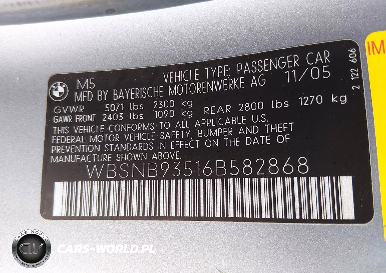 2006 BMW M5 VIN:WBSNB93516B582868 - 9