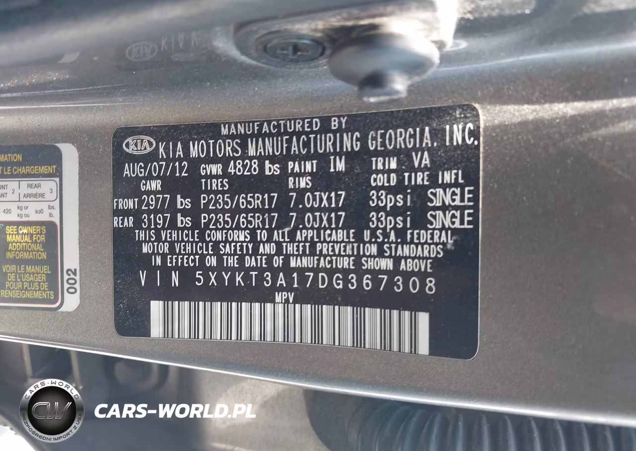 2013 Kia Sorento Lx VIN:5XYKT3A17DG367308 - 9