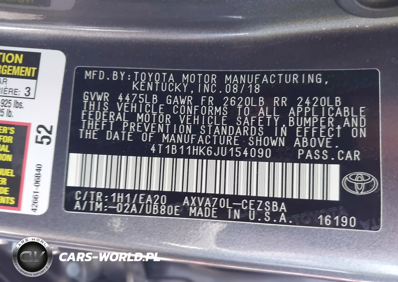 2018 Toyota Camry Se VIN:4T1B11HK6JU154090 - 9