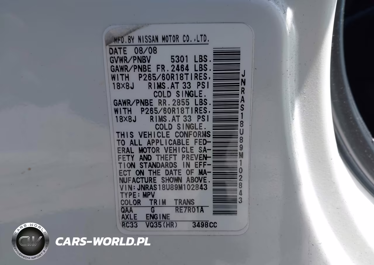 2009 Infiniti Fx35 VIN:JNRAS18U89M102843 - 9