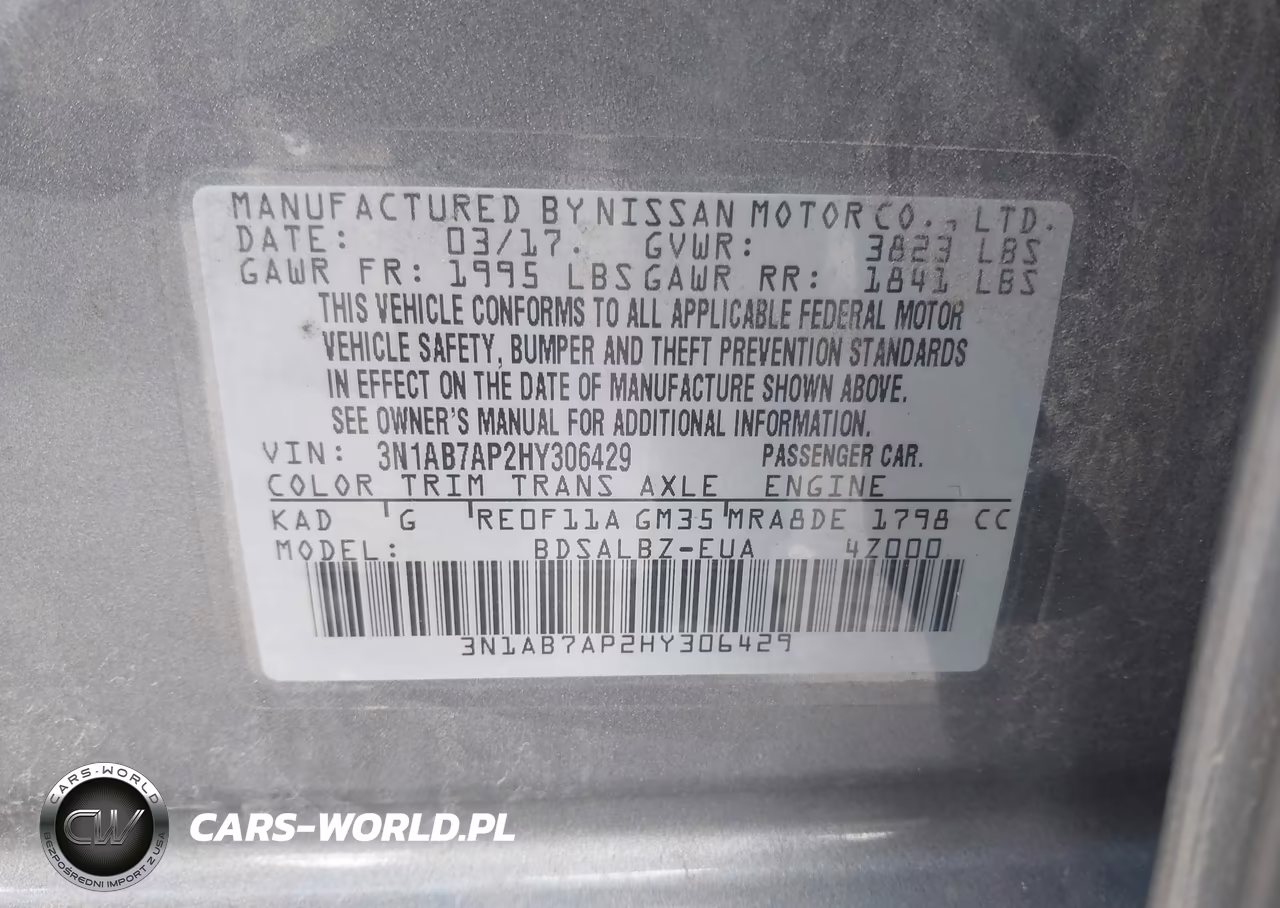 2017 Nissan Sentra S VIN:3N1AB7AP2HY306429 - 9