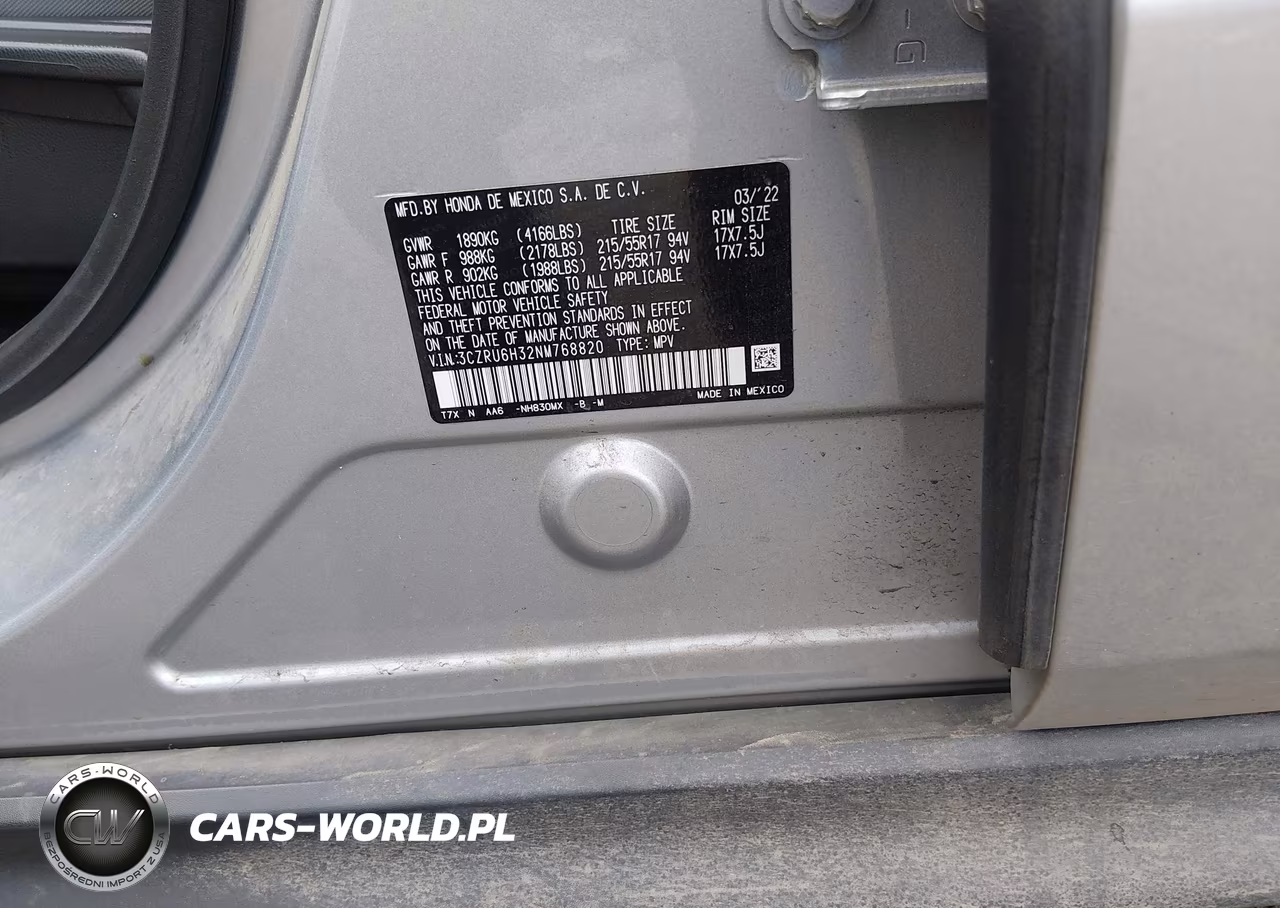 2022 Honda Hr-V Awd Lx VIN:3CZRU6H32NM768820 - 9