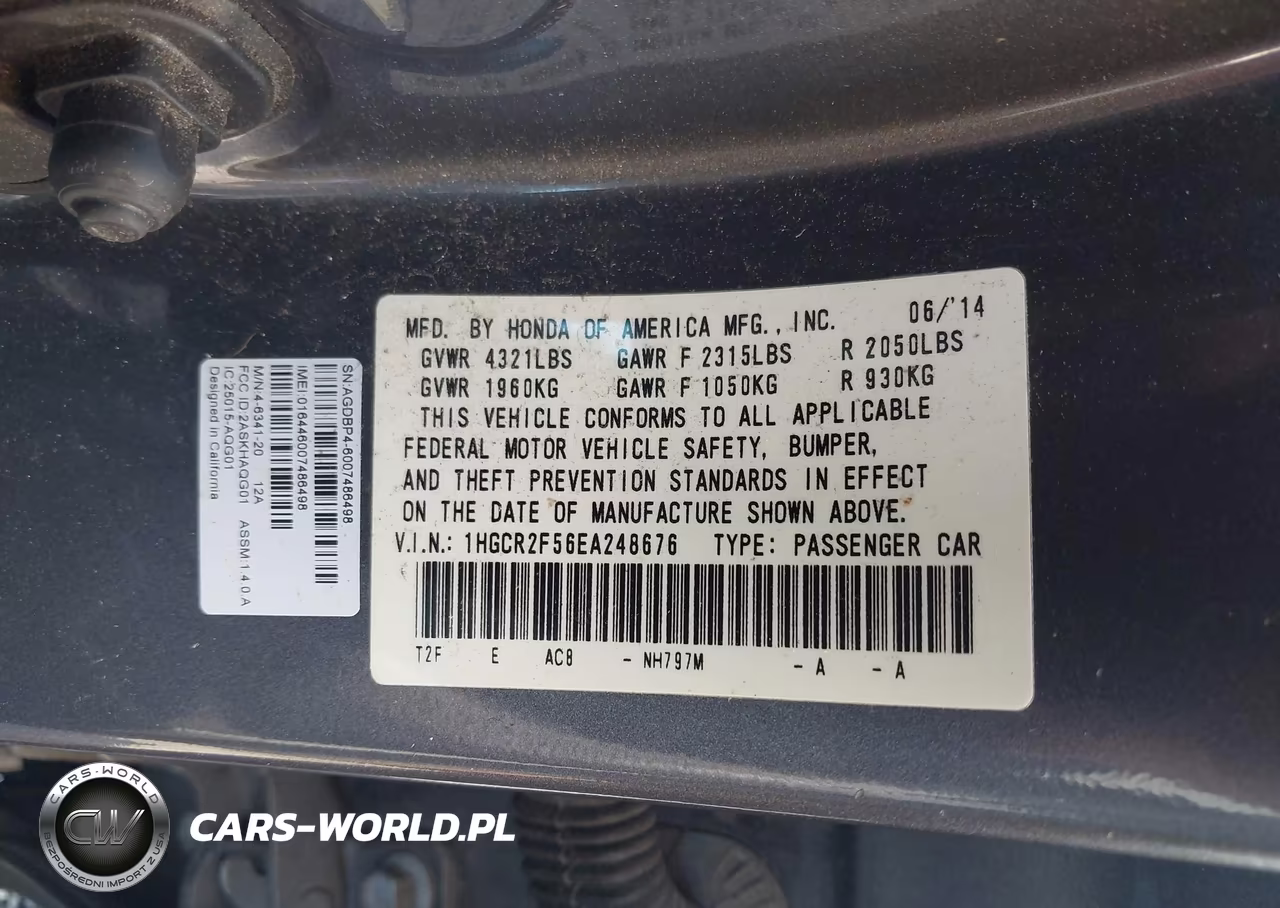 2014 Honda Accord Sport VIN:1HGCR2F56EA248676 - 9