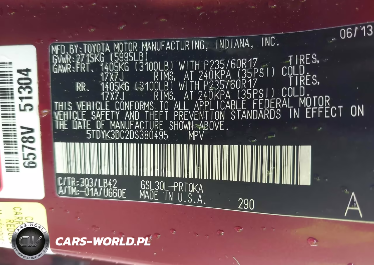 2013 Toyota Sienna Xle V6 8 Passenger VIN:5TDYK3DC2DS380495 - 9