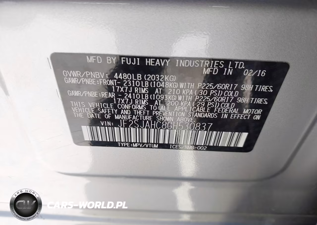 2016 Subaru Forester 2.5I Limited VIN:JF2SJAHC8GH530837 - 9